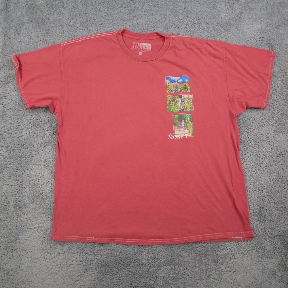 Pierce Archive Claude Monet The Artists Garden at Vetheuil Red Graphic T-Shirt L